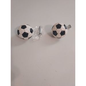 Set of 2 Soccer Ball Door or Dresser Knob Pull